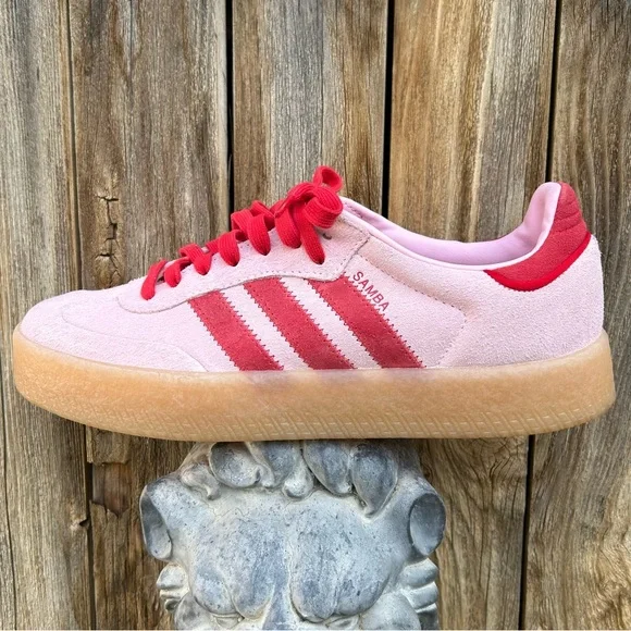 NWT Adidas Samba Sneaker Suede Leather Clear Pink Better Scarlet Red Gum 10.5 - Picture 12 of 14